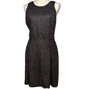 Charming Charlie Black Gold Shimmer Sleeveless Skater Tank Dress L
